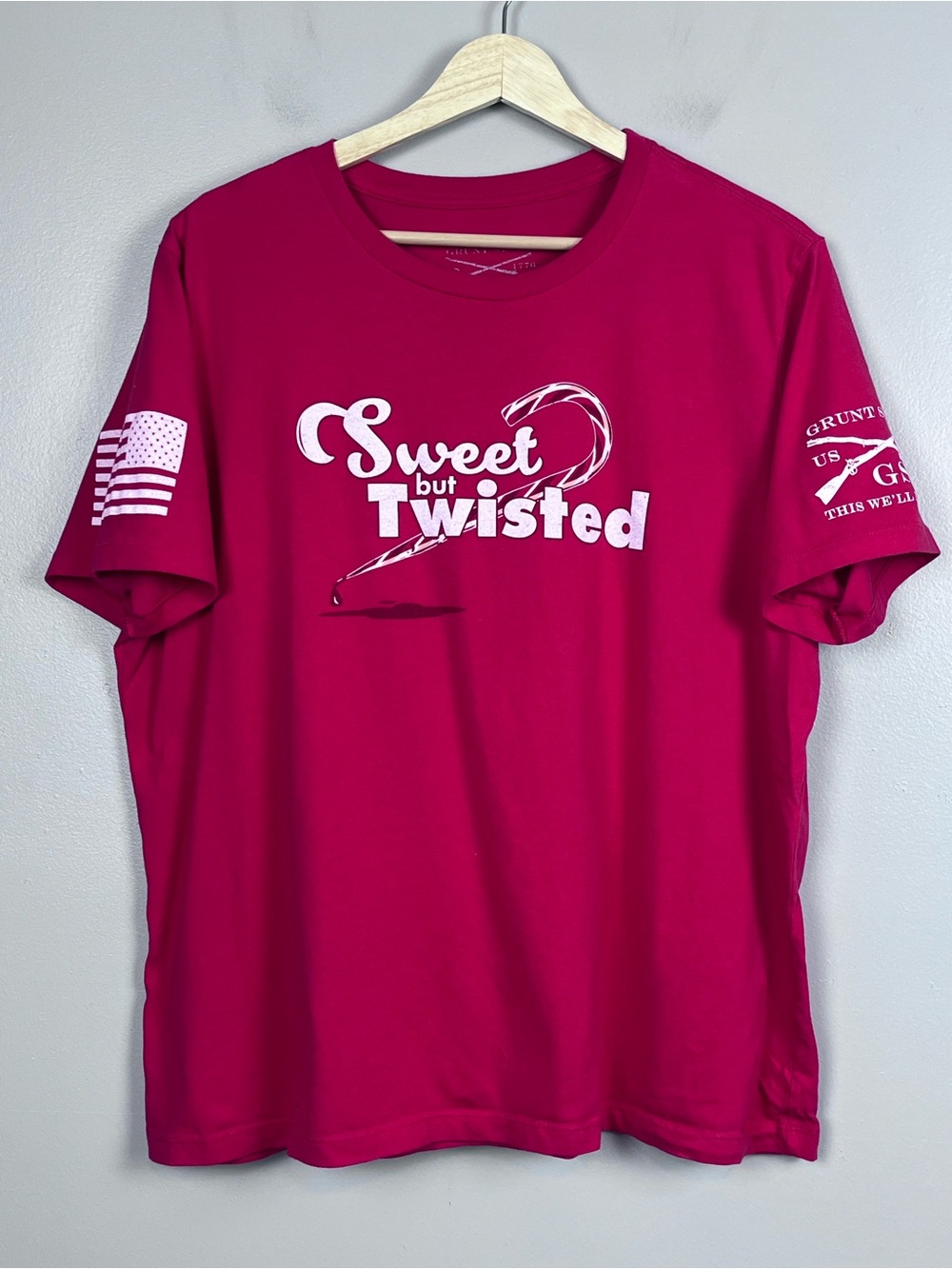 Grunt Style Women's 100% Cotton Graphic Print Tee with Candy Cane Print Size XL